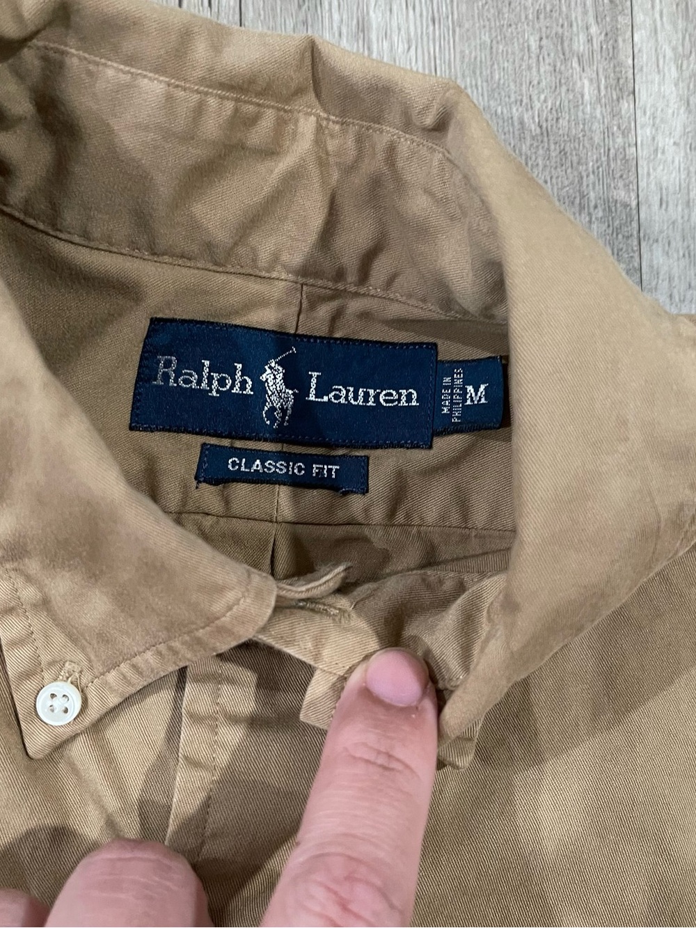 Polo by Ralph Lauren Men's Khaki Button-Down Shirt with Navy Pony - Picture 6 of 7